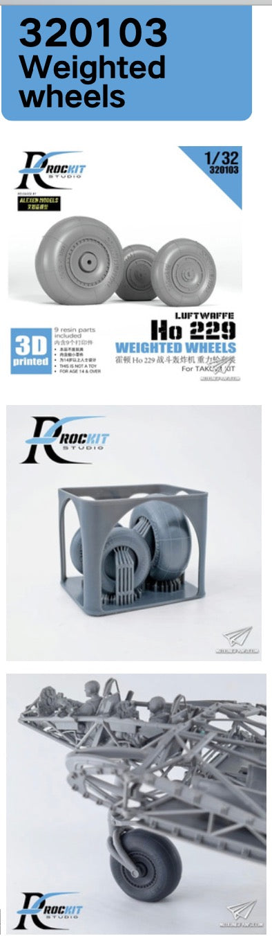Rockit Studio 320103 1:32 Horten Ho-229A/Ho-229B weighted wheels