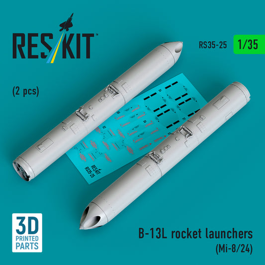 ResKit RS35-0025 1:35 B-13L rocket launchers (2 pcs) (Mil Mi-8/Mi-24) (3D-Printed)