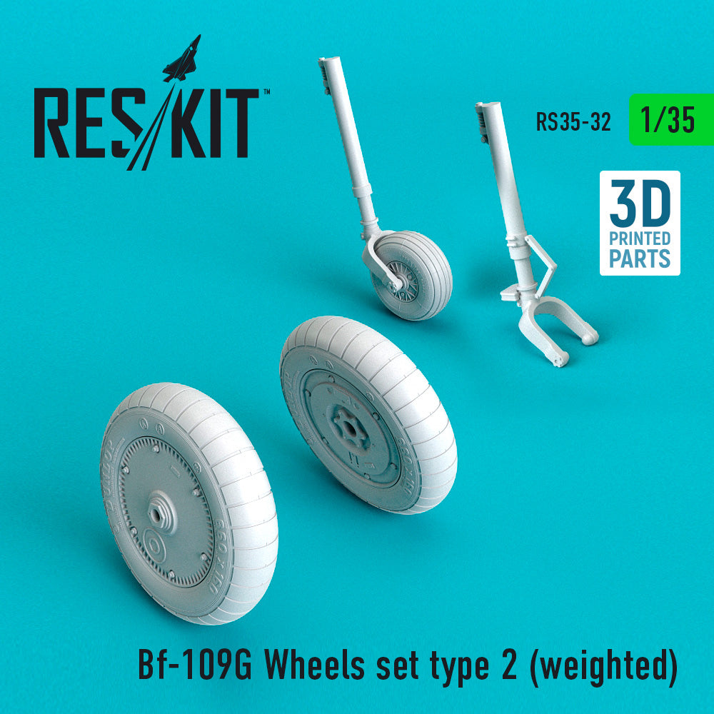 ResKit RS35-0032 1:35 Messerschmitt Bf-109G Wheels set type 2 (weighted)