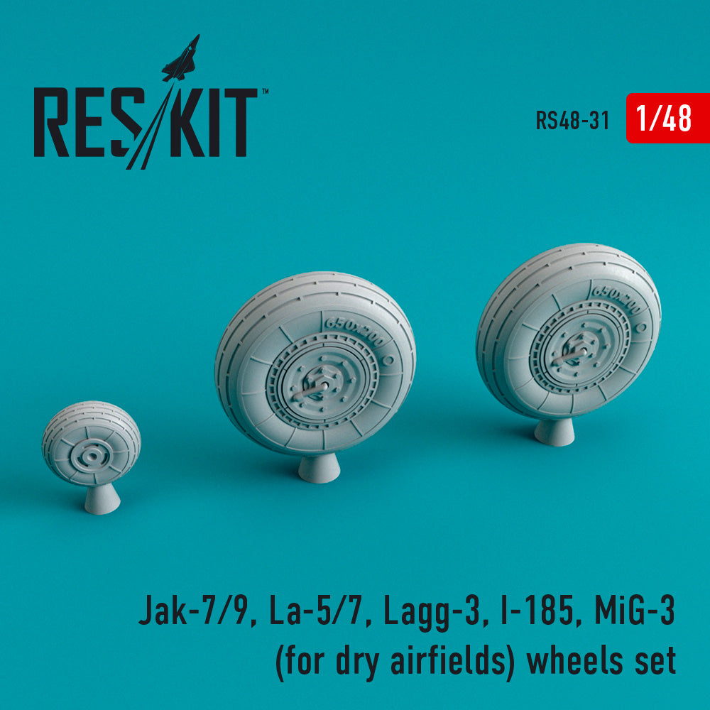 ResKit RS48-0031 1:48 Yakovlev Yak-7/Yak-9, Lavochkin La-5/La-7, LaGG-3, Polikarpov I-185, Mikoyan MiG-3 for dry airfields wheels set