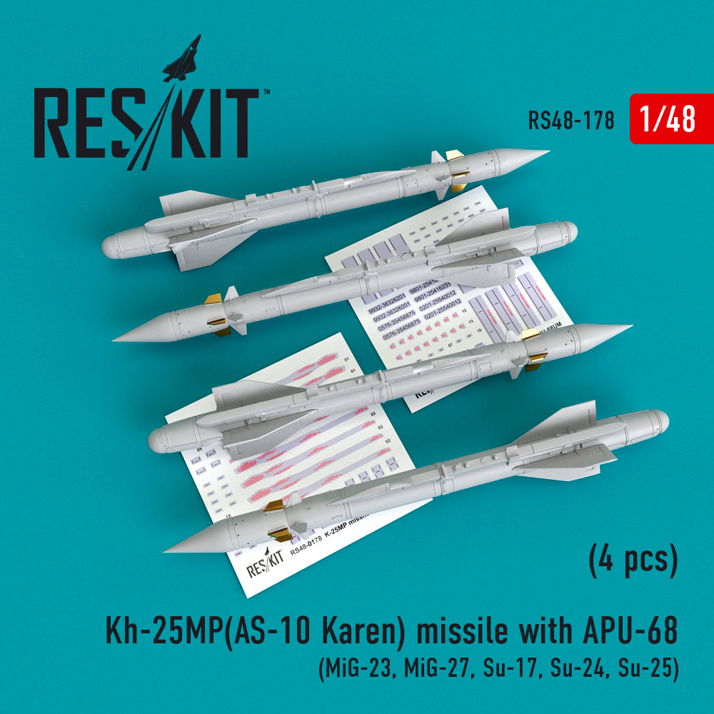 ResKit RS48-0178 1:48 Kh-25MP(AS-10 Karen) missile with APU-68 (4 pcs)