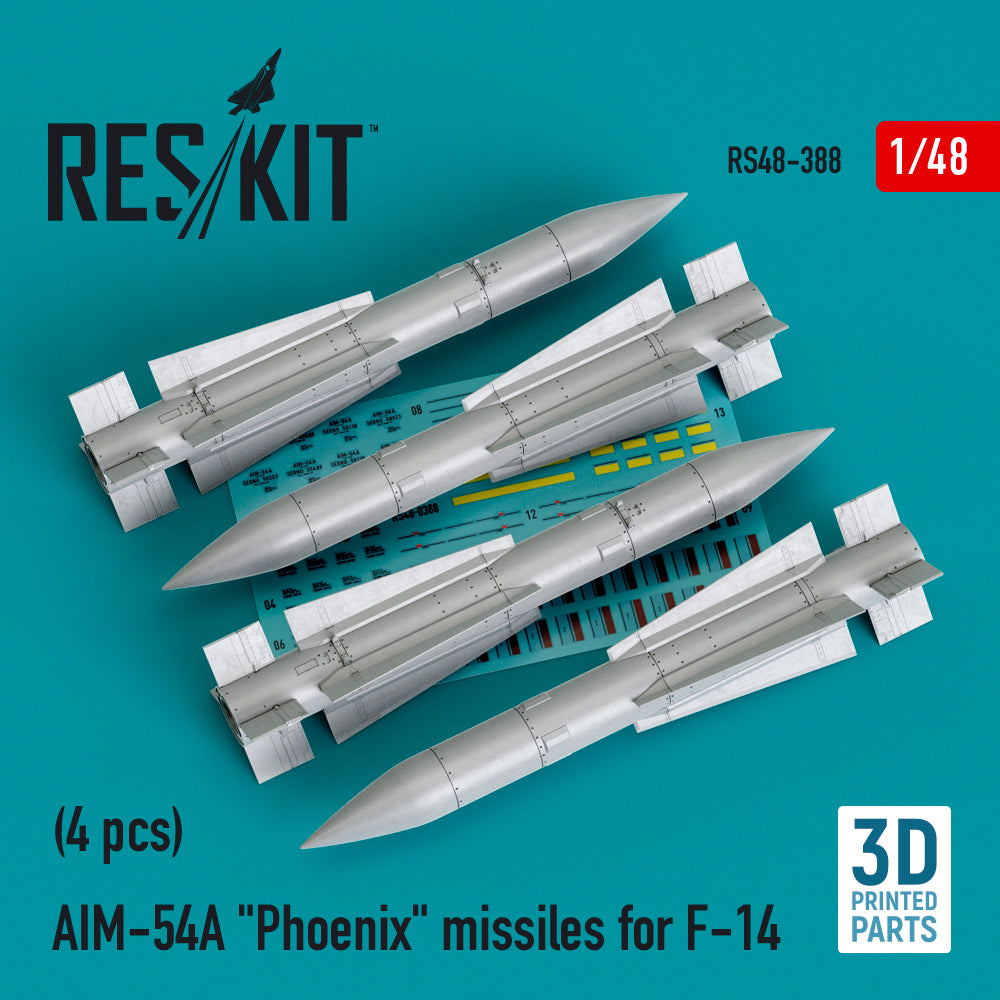 ResKit RS48-388 1:48 AIM-54A Phoenix missiles for Grumman F-14 Tomcat (4pcs)