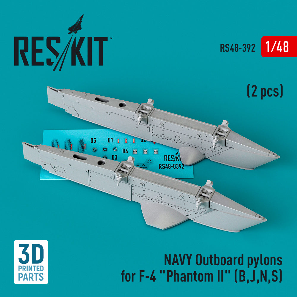 ResKit RS48-0392 1:48 NAVY Outboard pylons for McDonnell F-4 Phantom II (F-4B, F-4J, F-4N, F-4S) (2 pcs)