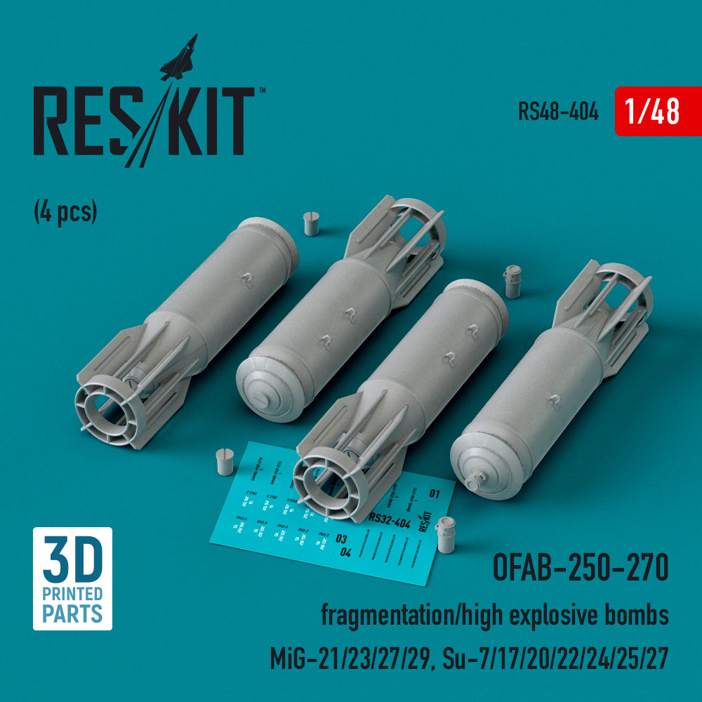 ResKit RS48-404 1:48 OFAB-250-270 fragmentation/high explosive bombs (4 pcs)