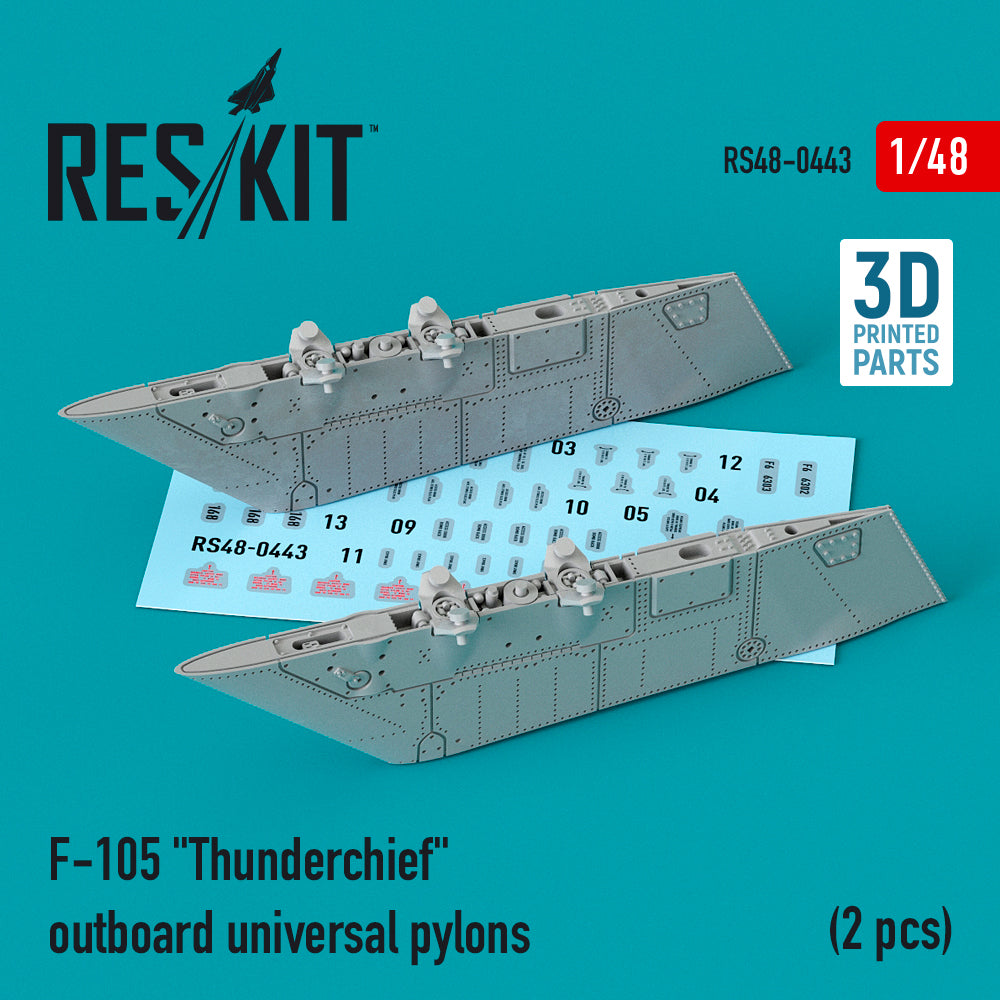 ResKit RS48-0443 1:48 Republic F-105D/F-105G Thunderchief outboard universal pylons (2 pcs)