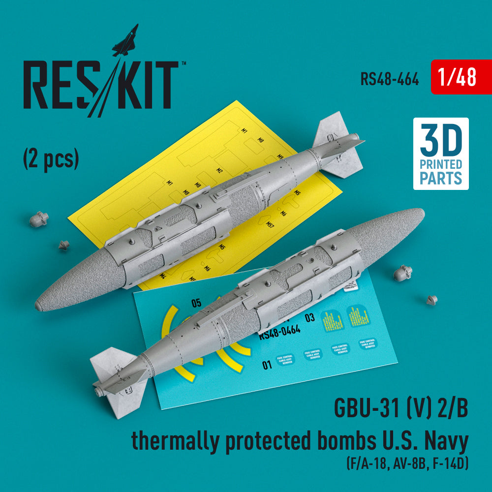 ResKit RS48-0464 1:48 GBU-31 (V) 2/B thermally protected bombs U.S. Navy (2 pcs)
