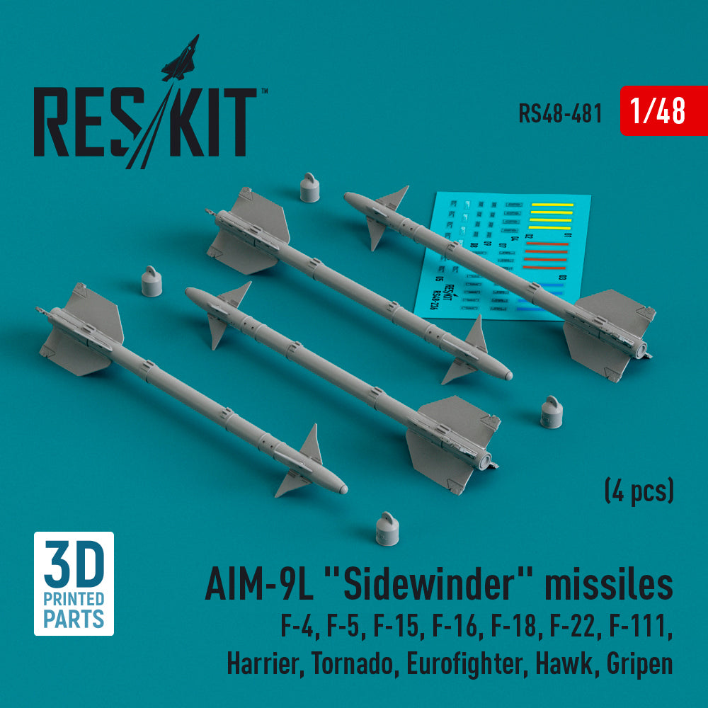 ResKit RS48-481 1:48 AIM-9L Sidewinder missiles (4 pcs)