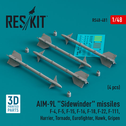 ResKit RS48-481 1:48 AIM-9L Sidewinder missiles (4 pcs)