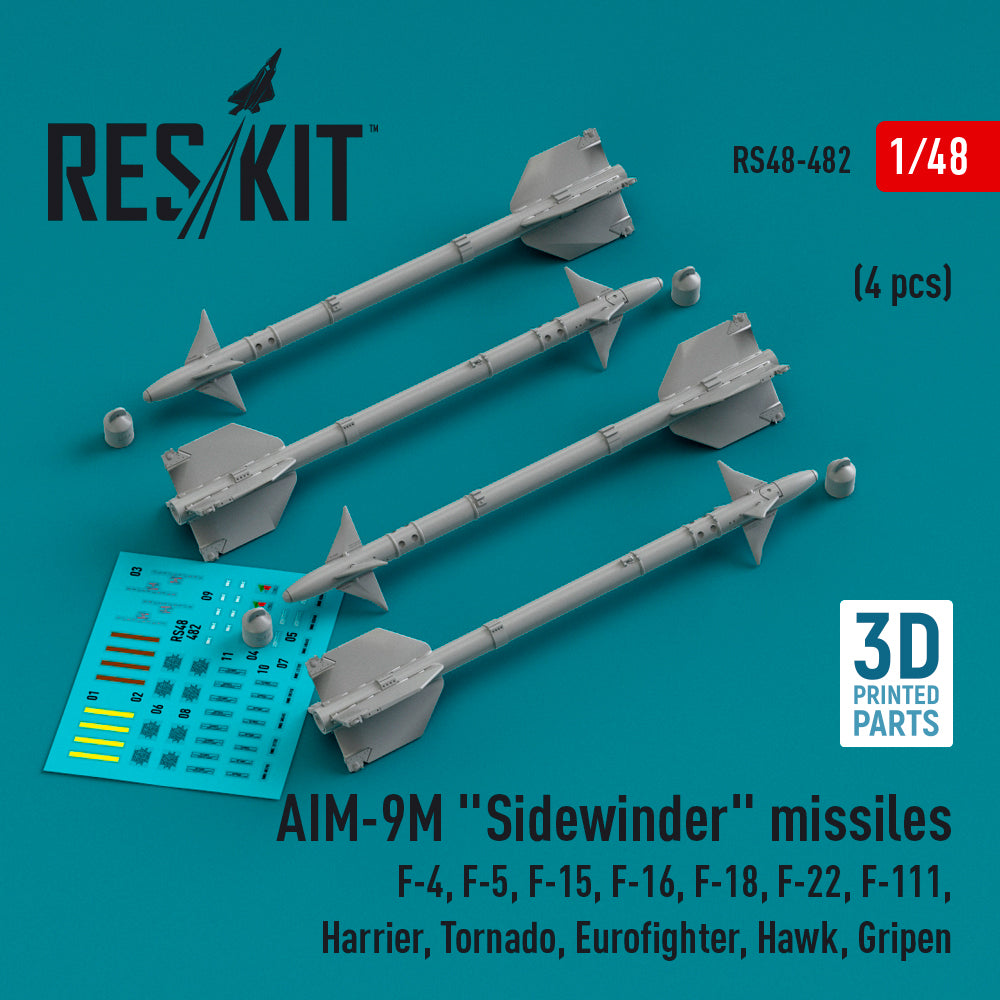 ResKit RS48-482 1:48 AIM-9M Sidewinder missiles (4 pcs)