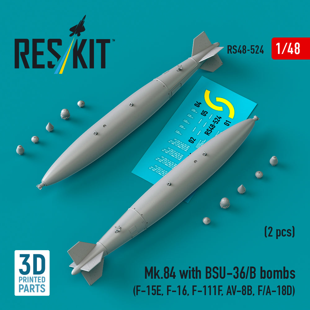 ResKit RS48-0524 1:48 Mk.84 with BSU-36/B bombs (2 pcs)