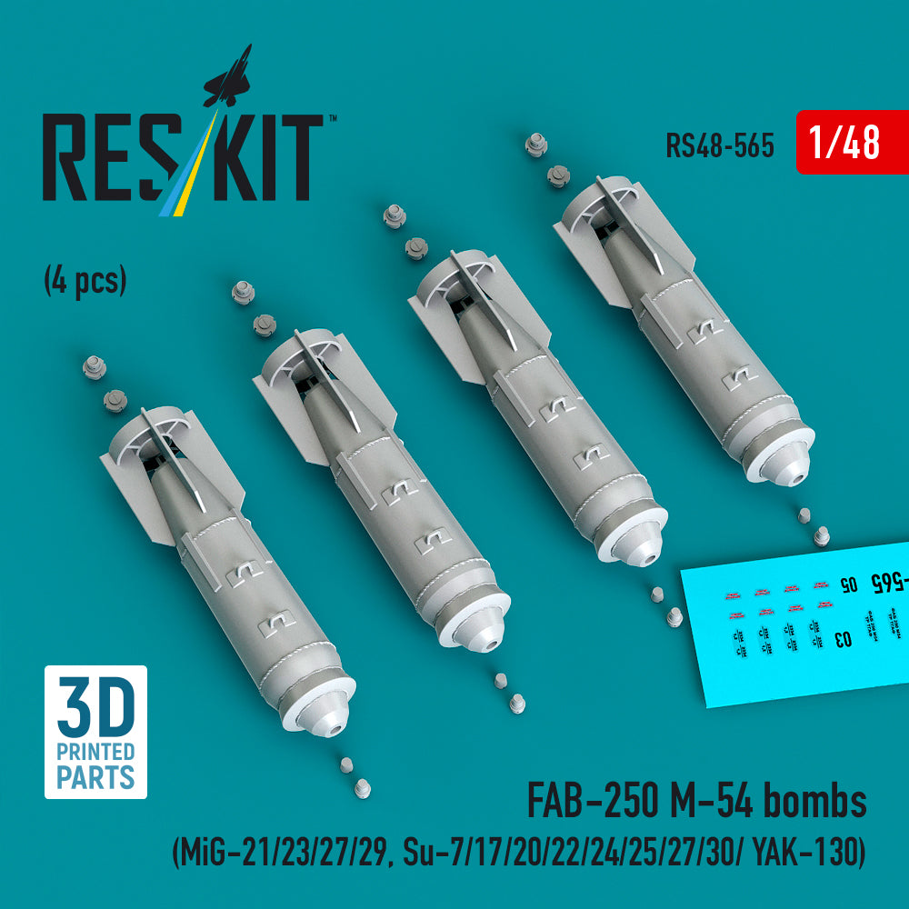 ResKit RS48-565 1:48 FAB-250 M-54 bombs (4 pcs)
