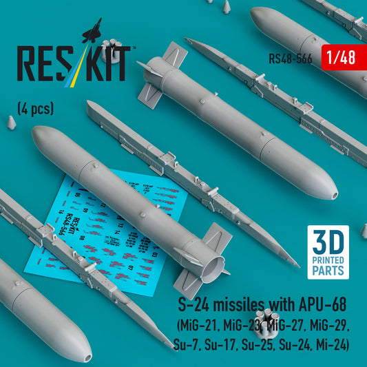 ResKit RS48-566 1:48 S-24 missiles with APU-68 (4 pcs)