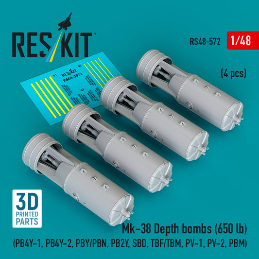 ResKit RS48-572 1:48 Mk-38 Depth bombs (650 lb) (4 pcs)
