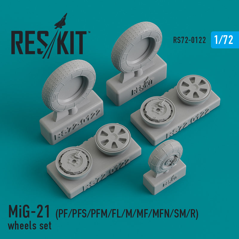 ResKit RS72-0122 1:72 Mikoyan MiG-21PF/MiG-21PFS/PFM/MiG-21FL/MiG-21M/MiG-21MF/MiG-21MFN/MiG-21SM/MiG-21R) wheels set