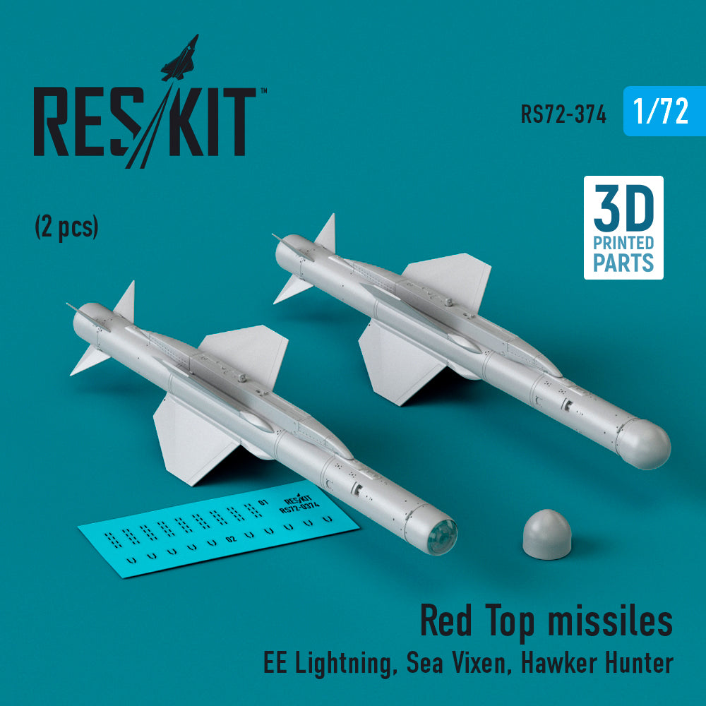 ResKit RS72-0374 1:72 Red Top missiles (2 pcs) (3D-Printed)