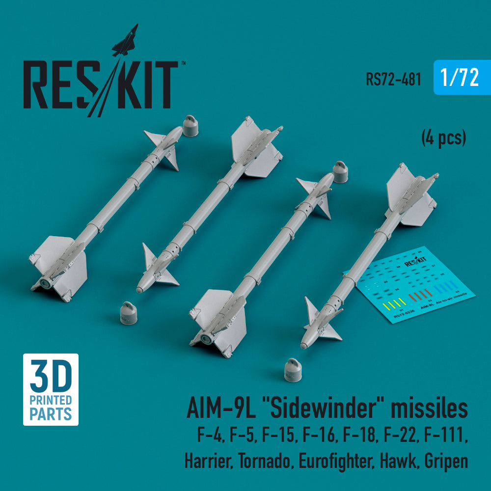 ResKit RS72-481 1:72 AIM-9L Sidewinder missiles (4 pcs)