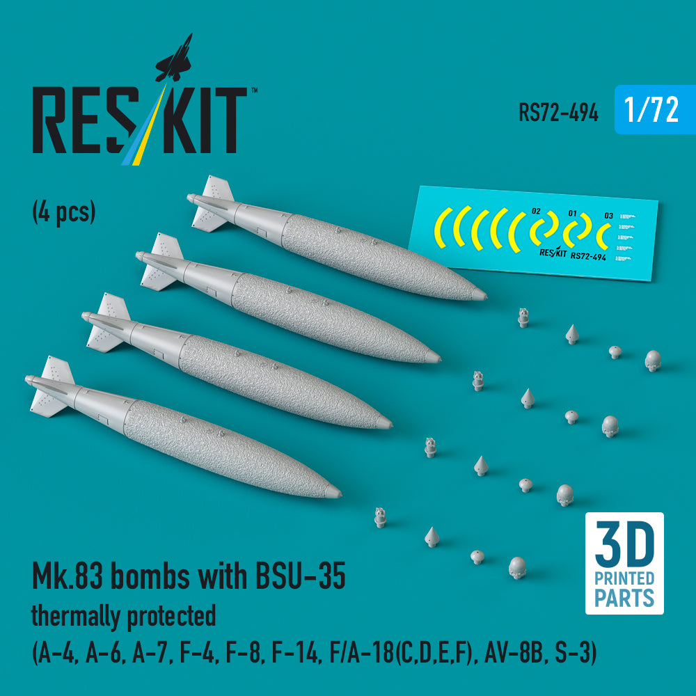 ResKit RS72-0494 1:72 Mk.83 bombs with BSU-35 thermally protected (4 pcs)