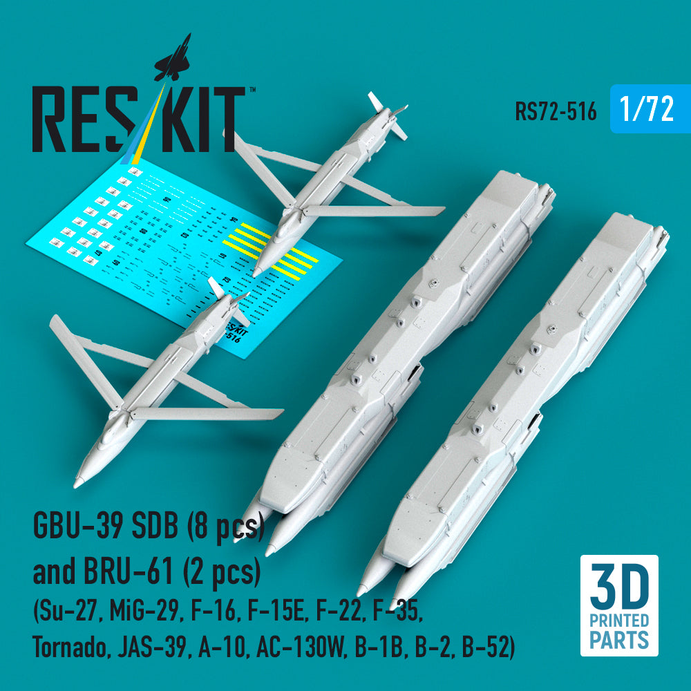 ResKit RS72-516 1:72 GBU-39 SDB (8 pcs) and BRU-61 (2 pcs)
