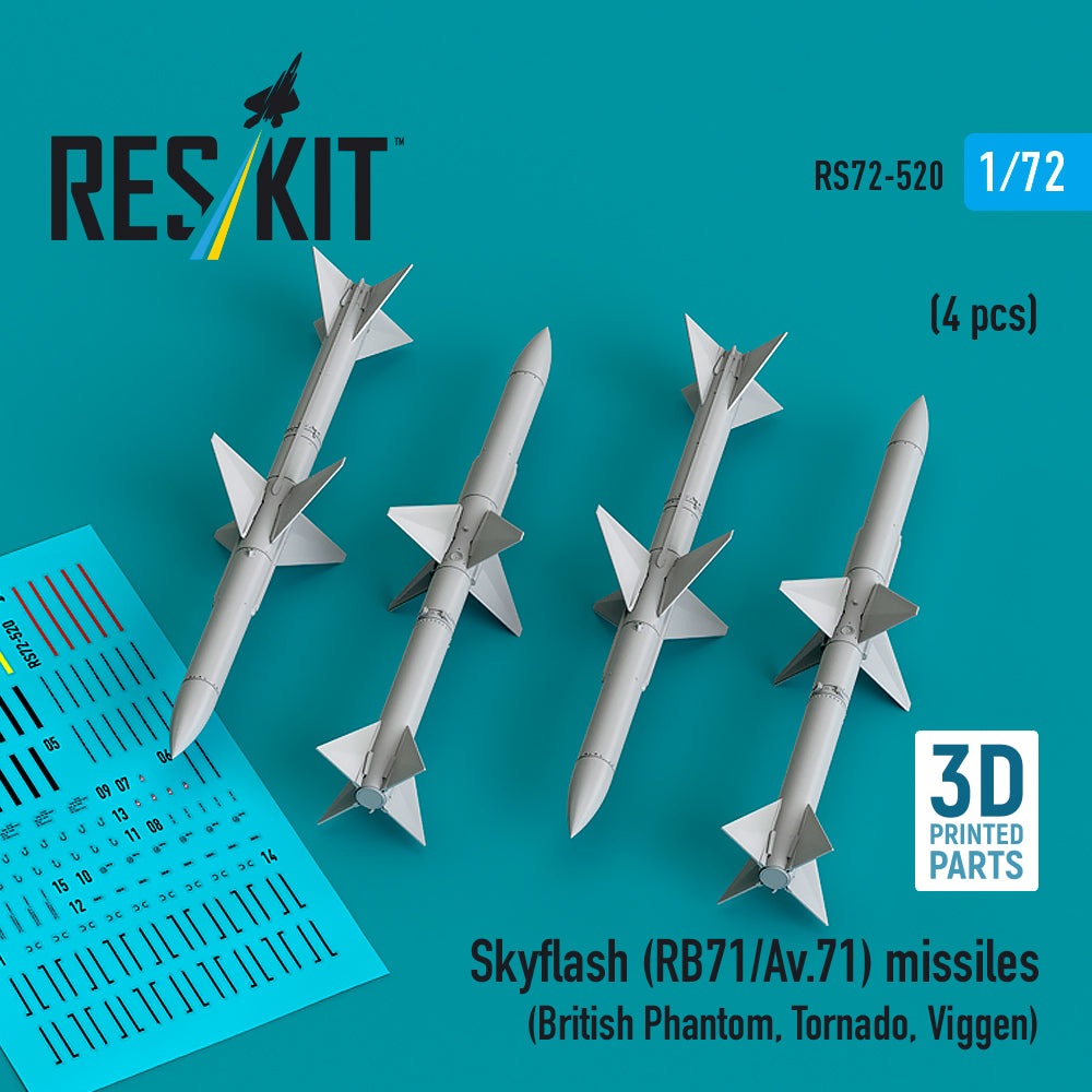 ResKit RS72-520 1:72 Skyflash (RB71/Av.71) missiles (4 pcs)