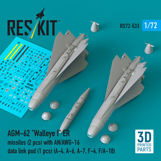ResKit RS72-533 1:72 AGM-62 'Walleye II' ER missiles (2 pcs) with AN/AWG-16 data link pod (1 pcs)