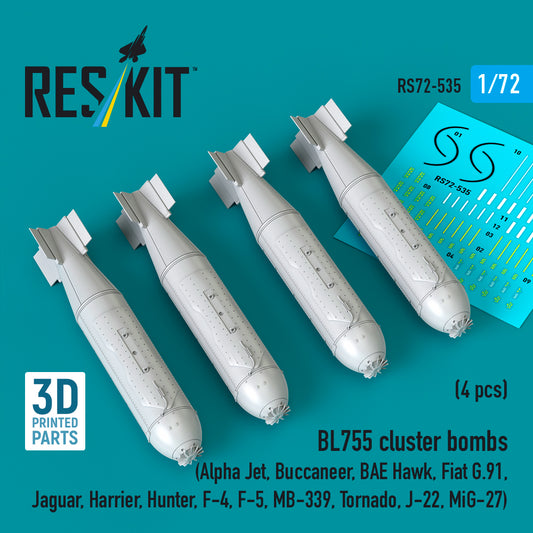 ResKit RS72-0535 1:72 BL755 cluster bombs (4 pcs)