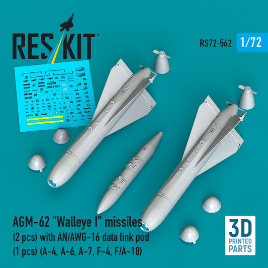 ResKit RS72-562 1:72 AGM-62 'Walleye I' missiles (2 pcs) with AN/AWG-16 data link pod (1 pcs)