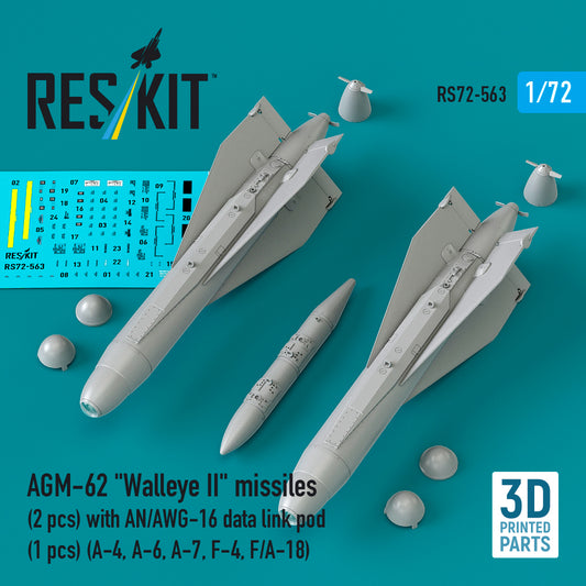 ResKit RS72-563 1:72 AGM-62 'Walleye II' missiles (2 pcs) with AN/AWG-16 data link pod (1 pcs)