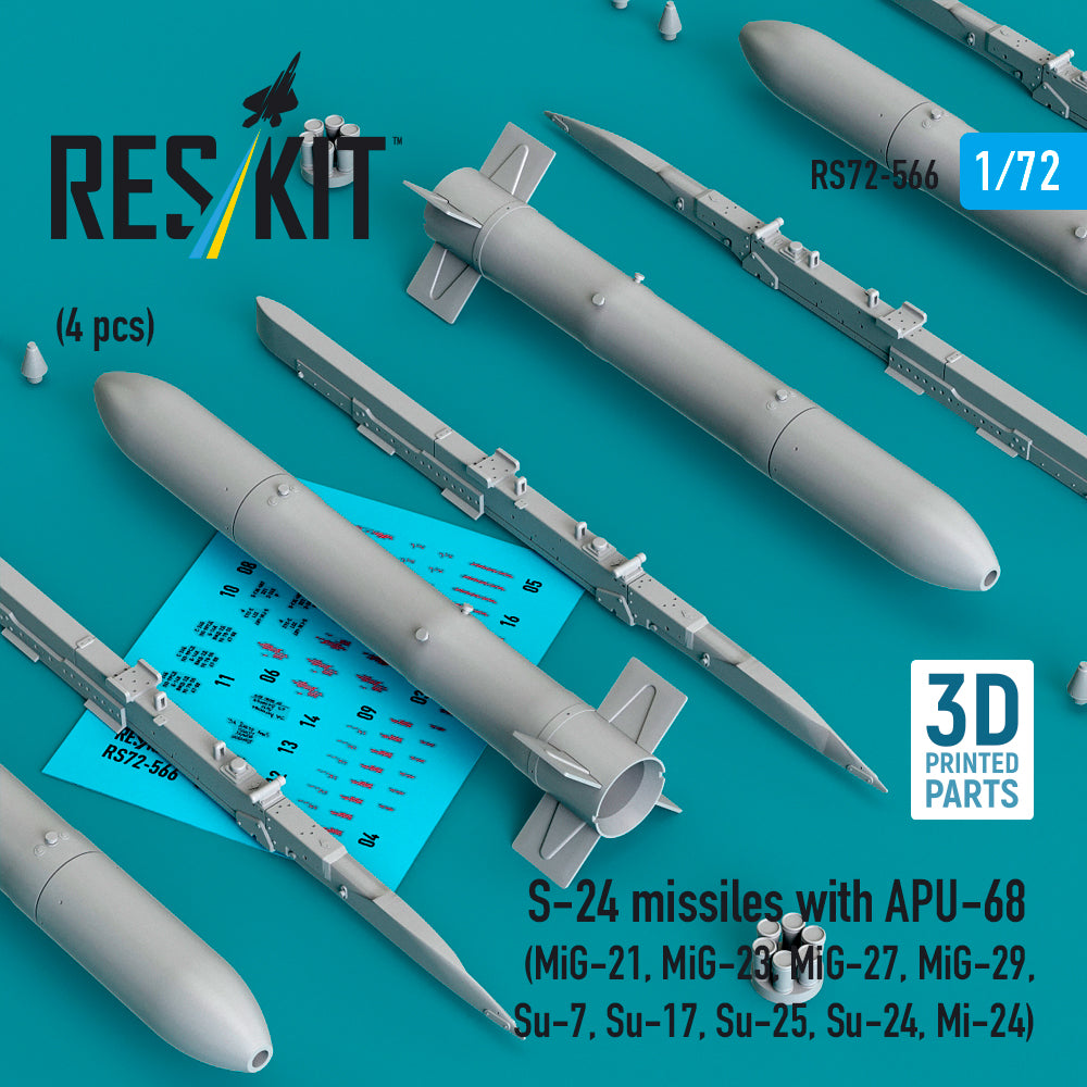 ResKit RS72-566 1:72 S-24 missiles with APU-68 (4 pcs)
