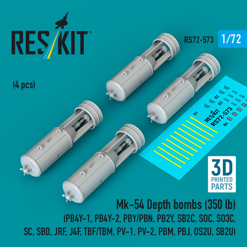 ResKit RS72-573 1:72 Mk-54 Depth bombs (350 lb) (4 pcs)