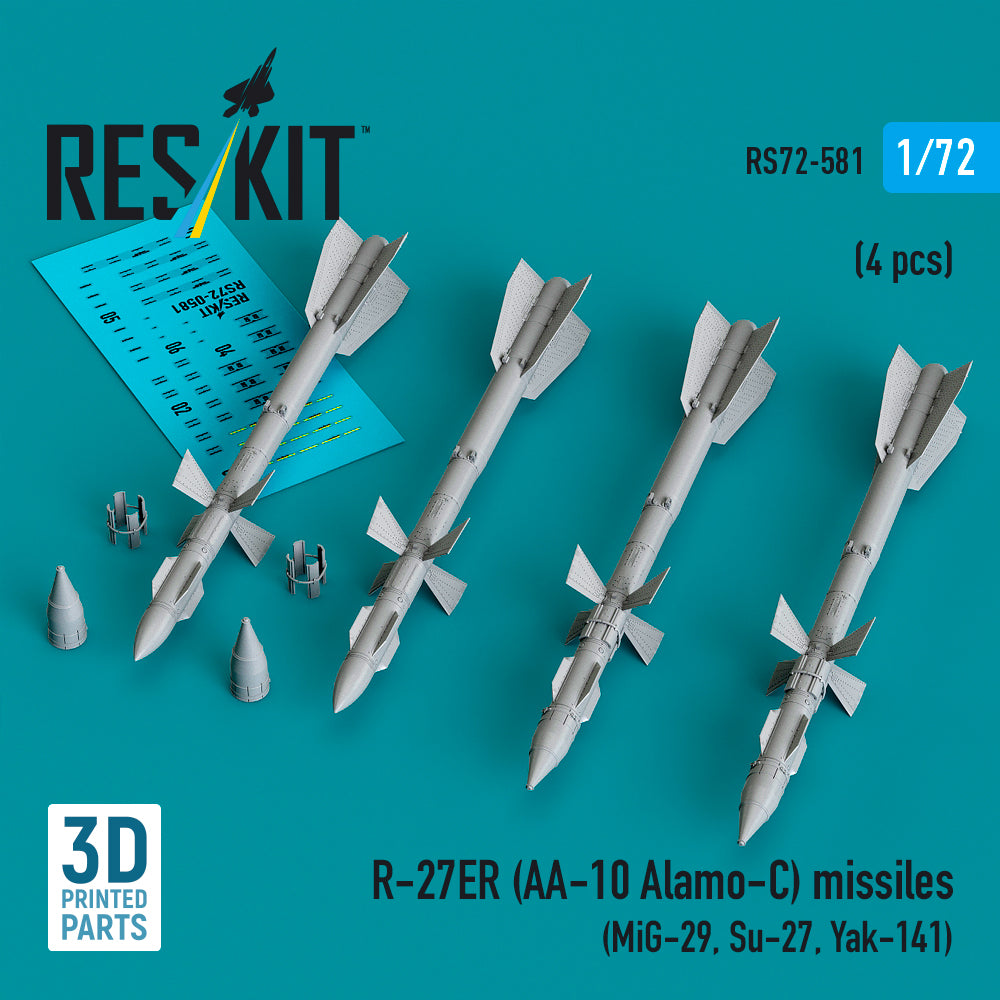 ResKit RS72-581 1:72 R-27ER (AA-10 Alamo-C) missiles (4 pcs)