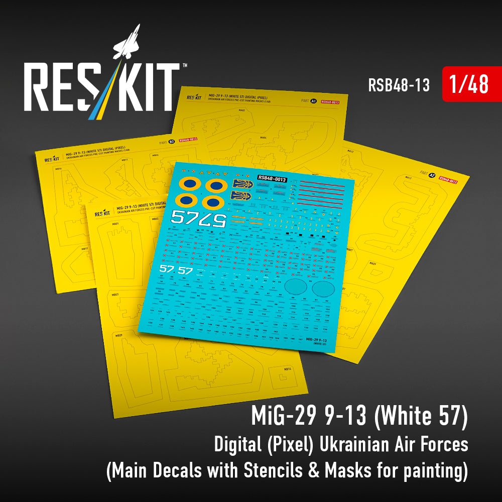 ResKit RSB48-0013 1:48 Mikoyan MiG-29 9-13 (White 57) Digital (Pixel) Ukrainian Air Forces