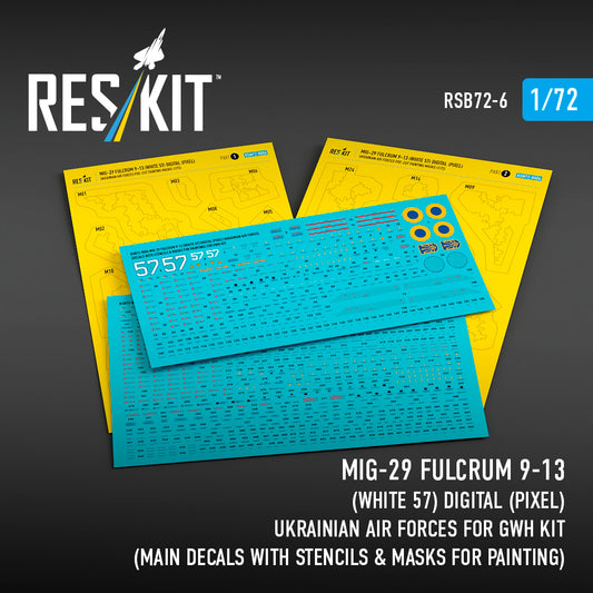 ResKit RSB72-0006 1:72 Mikoyan MiG-29 Fulcrum 9-13 (White 57) Digital (Pixel) Ukrainian Air Forces