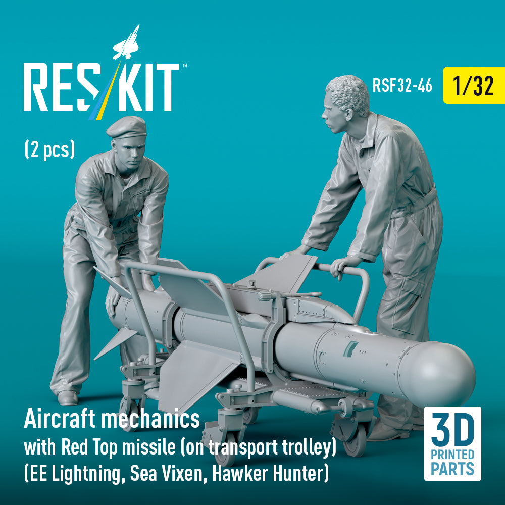 ResKit RSF32-0046 1:32 Aircraft mechanics with Red Top missile (on transport trolley) (2 pcs) (3D-Printed)
