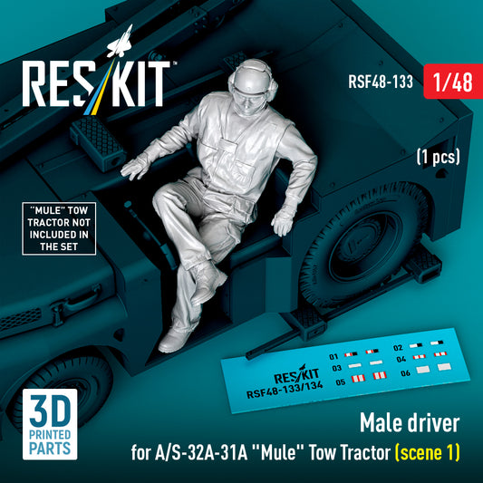 ResKit RSF48-133 1:48 Male driver for A/S-32A-31A 'Mule' Tow Tractor (scene 1) (1 pcs)