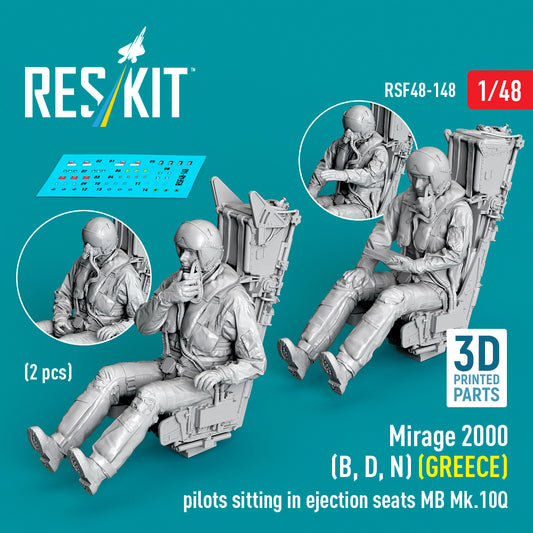 ResKit RSF48-048 1:48 Dassault_= Mirage 2000 (B, D, N) (GREECE) pilots sitting in ejection seats MB Mk.10Q (2 pcs) (3D Printed)