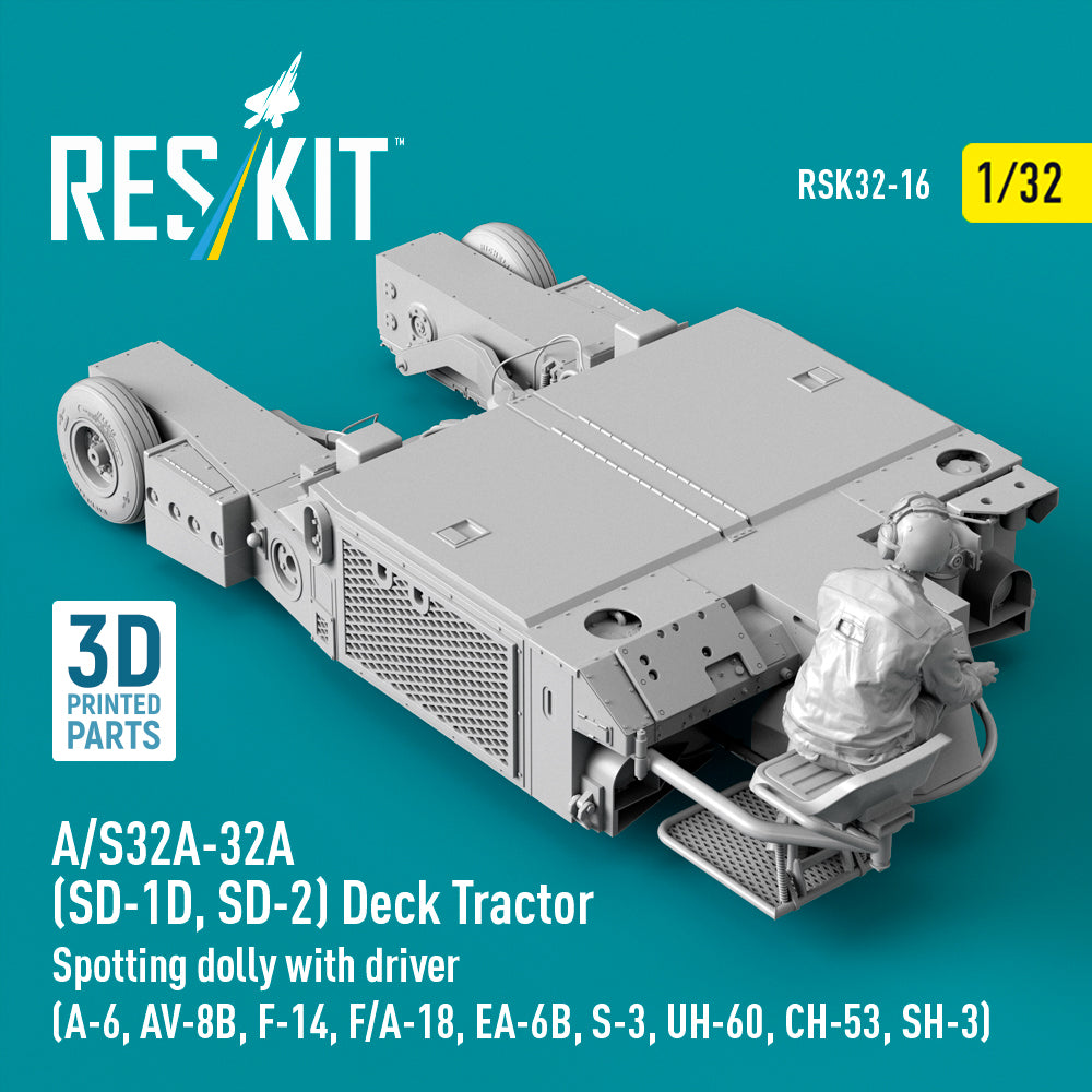 ResKit RSK32-0016 1:32 A/S32A-32A (SD-1D, SD-2) Deck Tractor Spotting dolly with driver