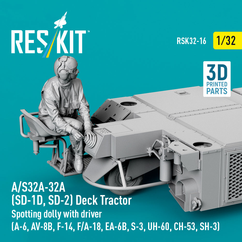 ResKit RSK32-0016 1:32 A/S32A-32A (SD-1D, SD-2) Deck Tractor Spotting dolly with driver
