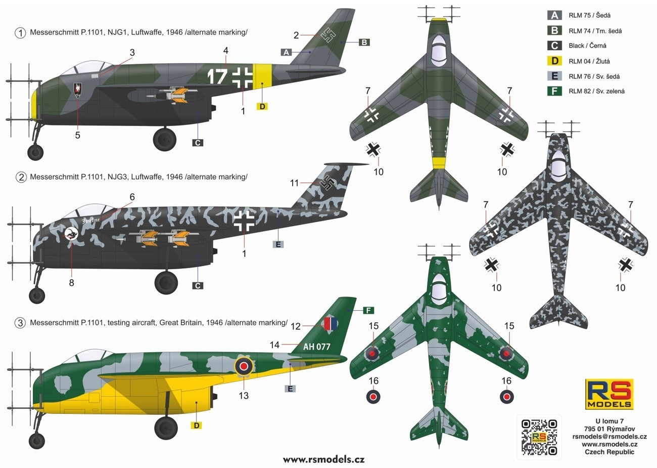 RS Models 48010 1:48 Messerschmitt P.1101 Nightfighter