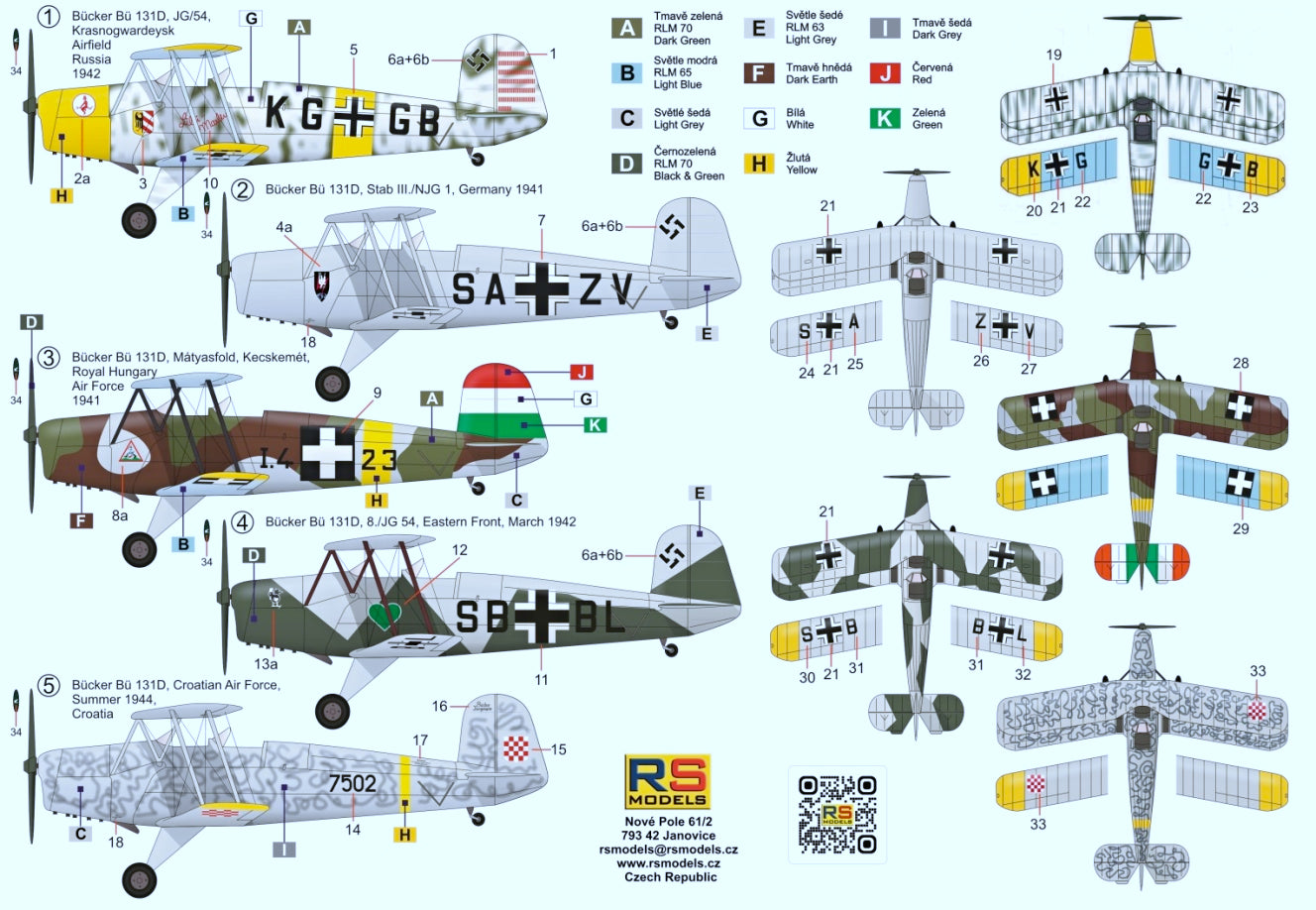 RS Models 48012 1:48 Bucker Bu-131D Jungmann