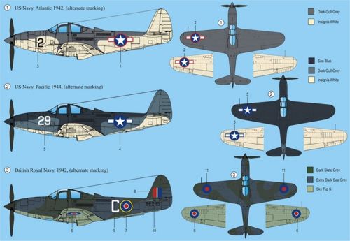 RS Models 92100 1:72 Bell XFL-1 Airabonita 'What-if decal scheme'. USN x 2 and Royal Navy