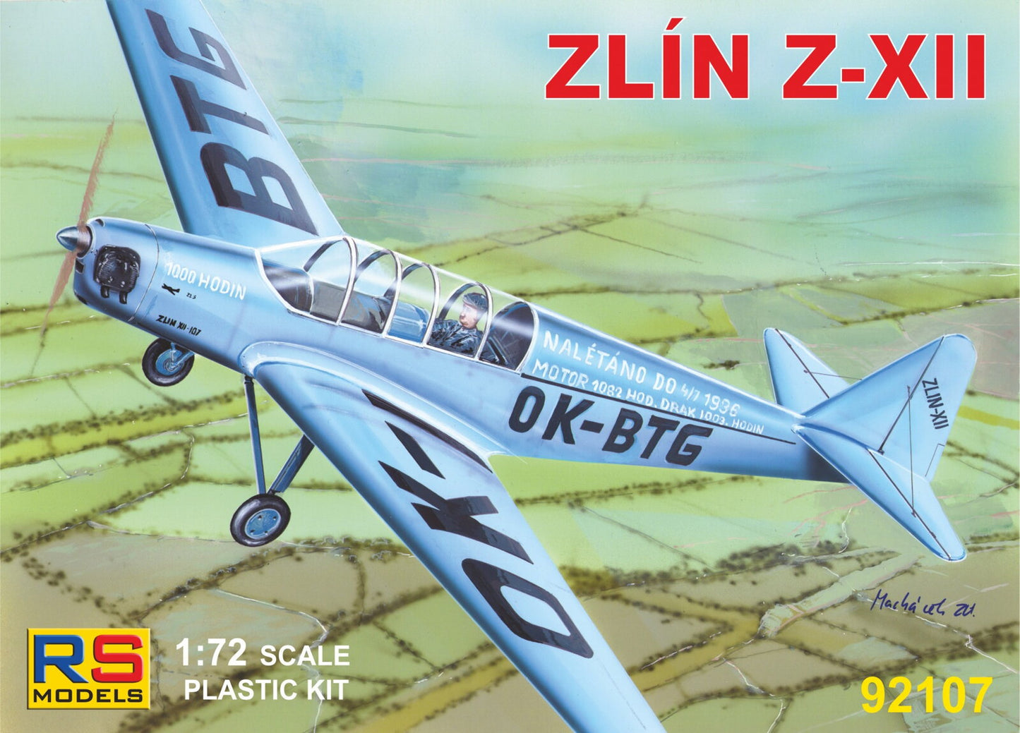 RS Models RSMI92107 1:72 Zlin Z-XII 5 decal variants for Czech civil aircraft and Luftwaffe