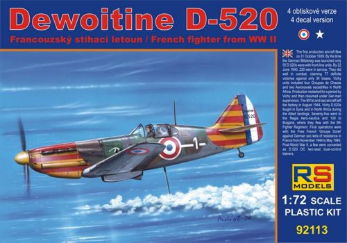 RS Models 92113 1:72 Dewoitine D.520 Decals Vichy