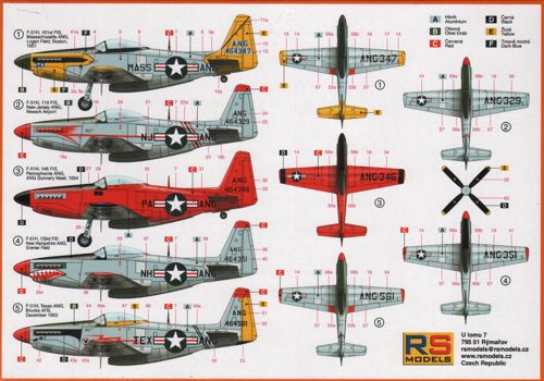 RS Models 92148 1:72 North-American P-51H Mustang Air National Guard 5 decal variants