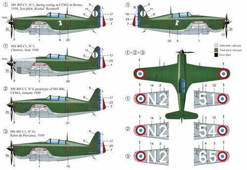 RS Models 92152 1:72 Morane-Saulnier MS.405 4 decal variants