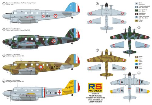 RS Models 92171 1:72 Caudron C.445 Goeland 4 decal variants