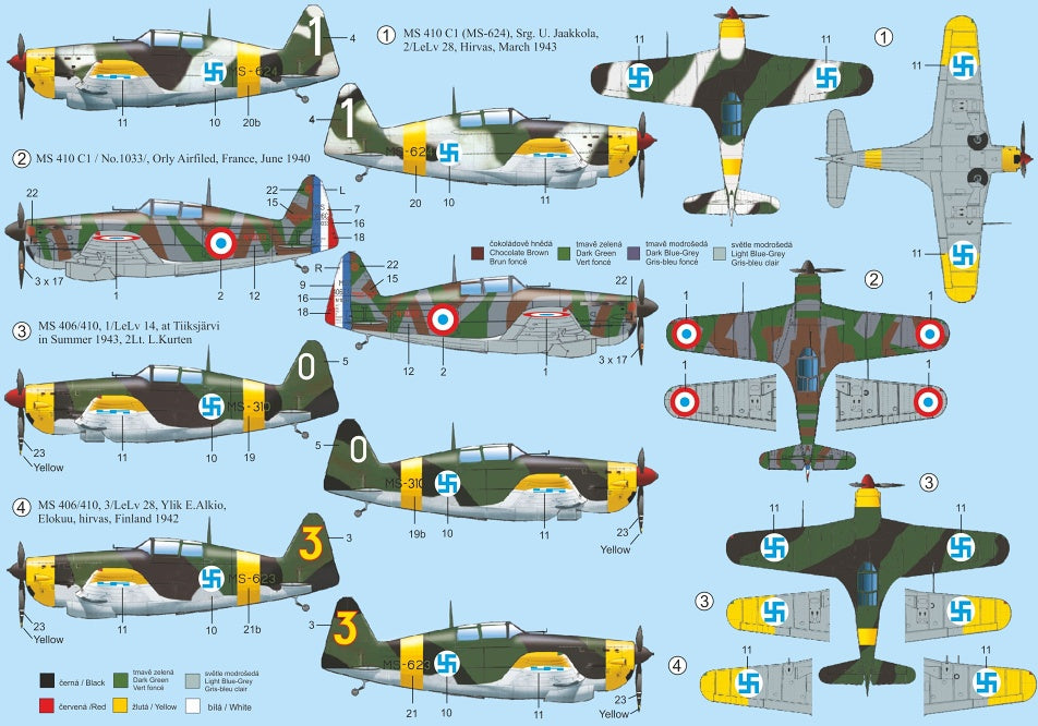 RS Models 92195 1:72 Morane-Saulnier MS.410 4 decal variants