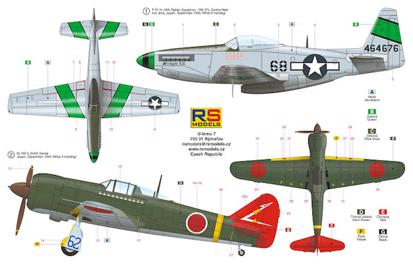 RS Models 92196 1:72 Kawasaki Ki-100-II and North-American P-51H Mustang (2 kits in box)