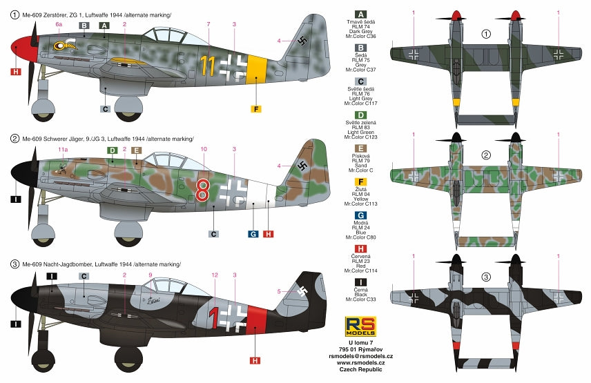 RS Models 92197 1:72 Messerschmitt Me-609 Zerstorer (single cockpit version)