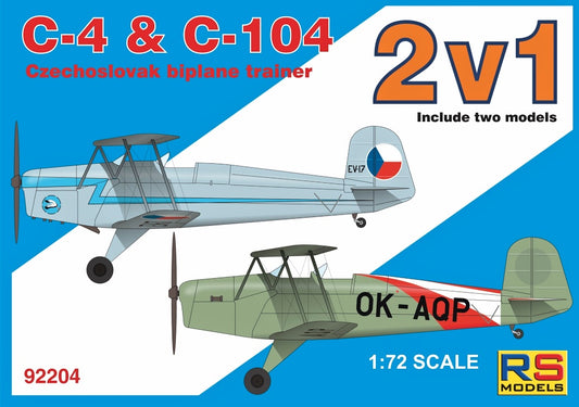 RS Models 92204 1:72 C 4 + C 104 Czech Biplane Trainer (2 kits in box)