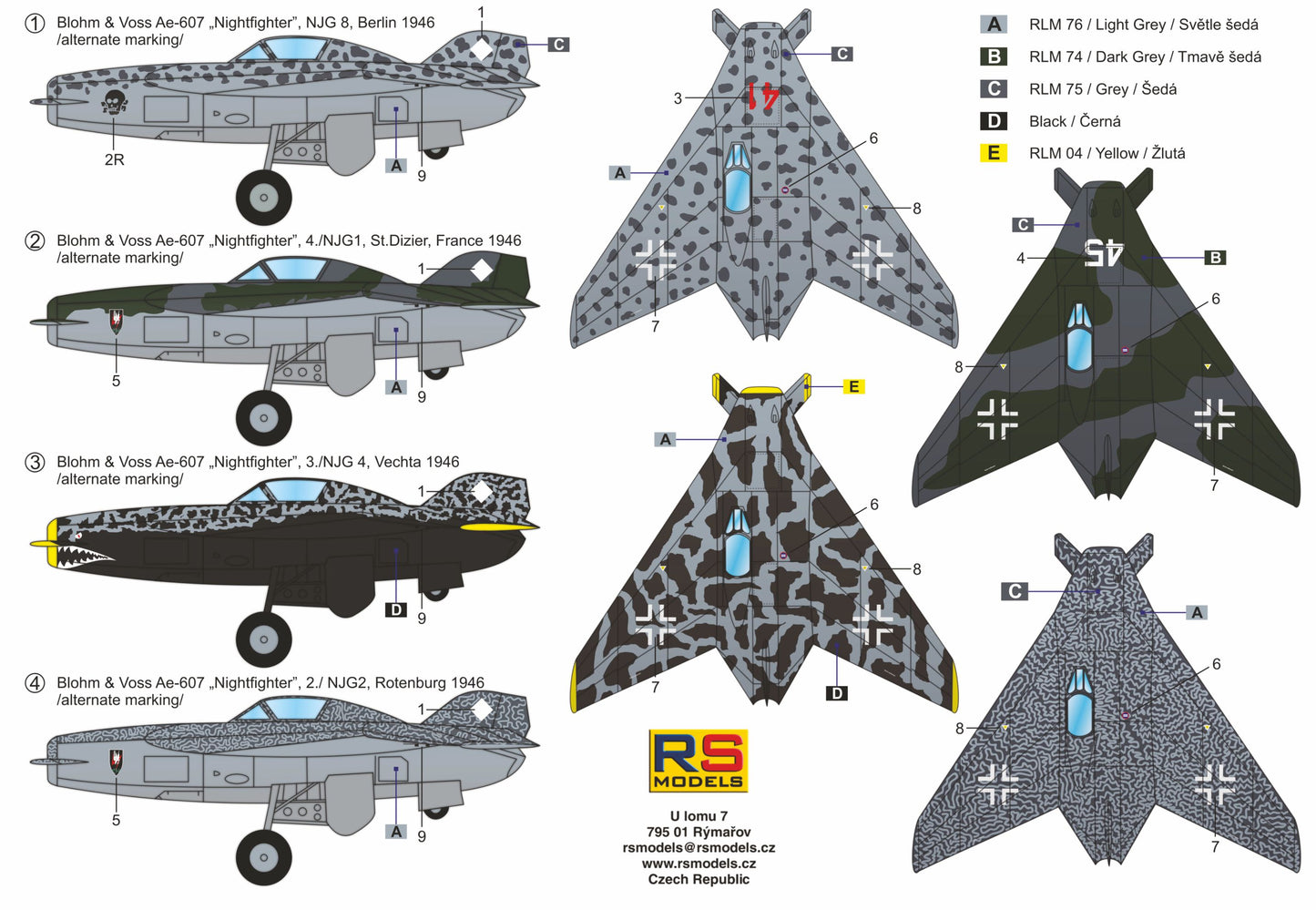 RS Models 92237 1:72 Blohm-und-Voss Ae-607 Nightfighter